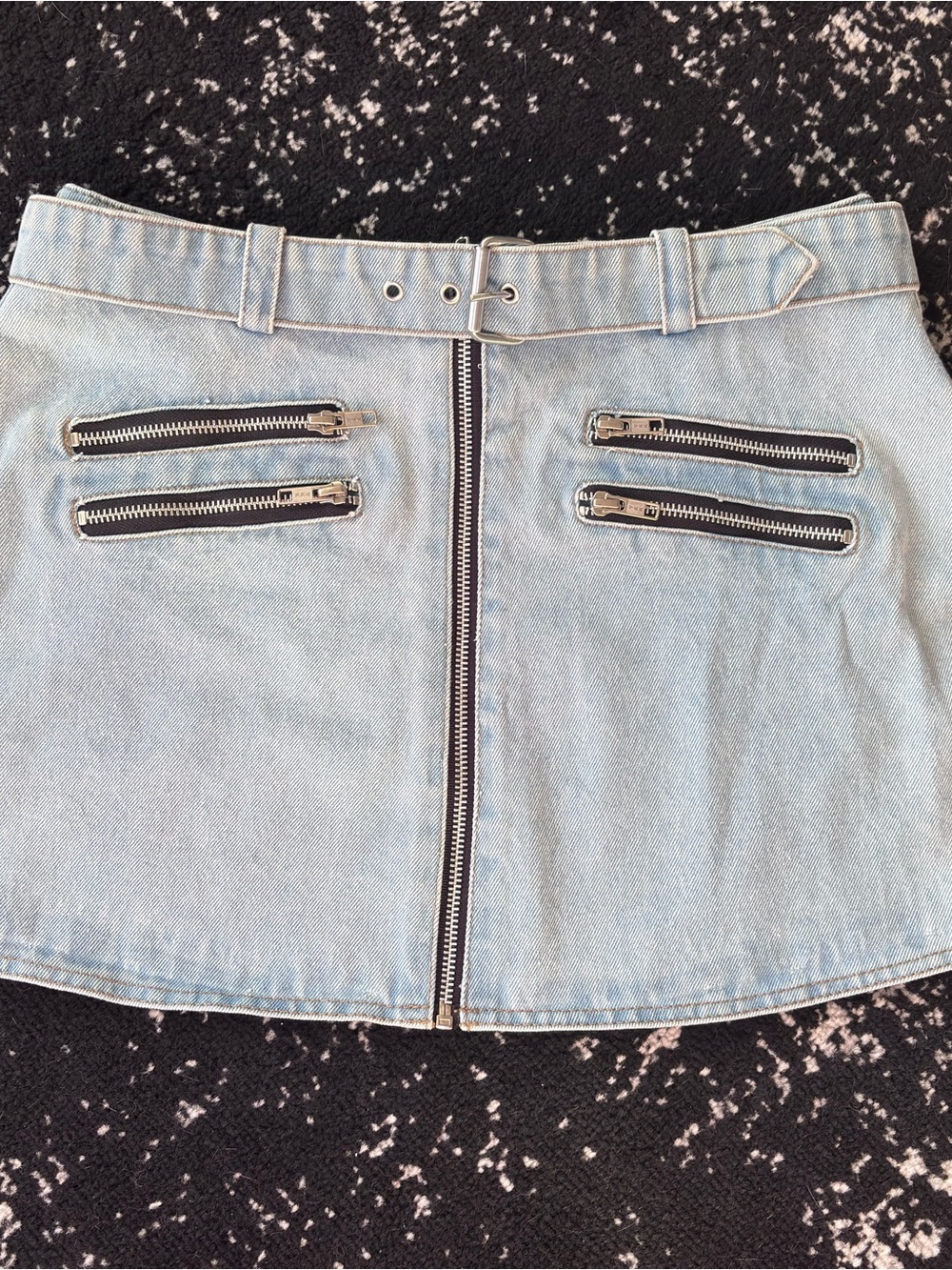 Understated Leather Roxanne Denim Zipper Moto Skirt Small